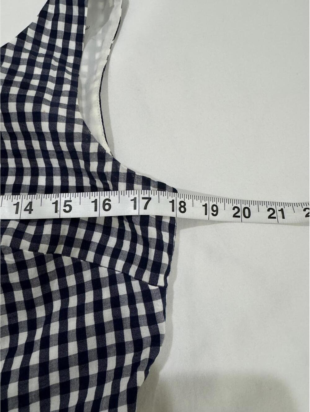 J. Crew Navy Gingham Plaid Fit & Flare Ruffle Midi Dress Size 8 NWOT Cottagecore - Picture 7 of 9